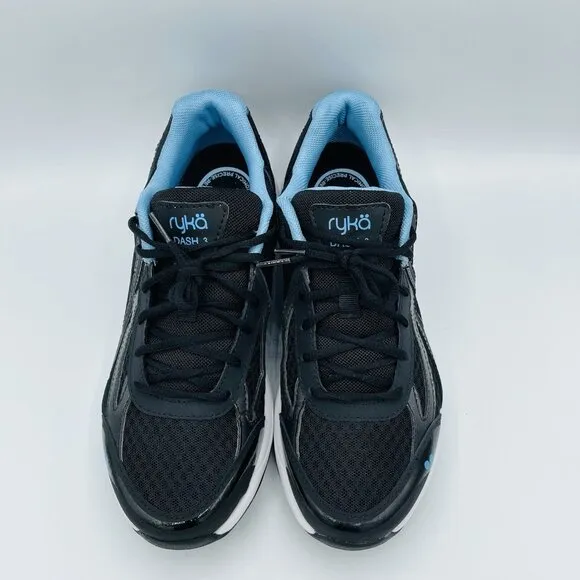 Ryka Shoes Womens Size 8 M Black Blue Leather Athletic Training Comfort Sneakers