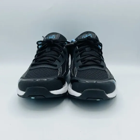 Ryka Shoes Womens Size 8 M Black Blue Leather Athletic Training Comfort Sneakers