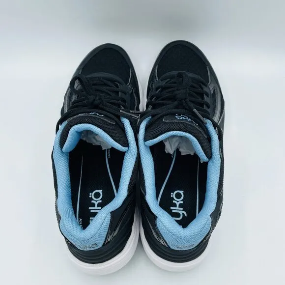 Ryka Shoes Womens Size 8 M Black Blue Leather Athletic Training Comfort Sneakers