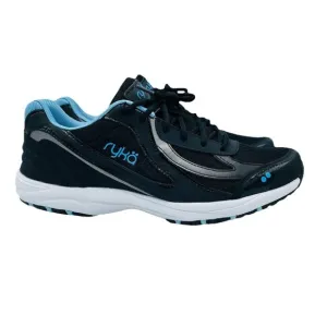 Ryka Shoes Womens Size 8 M Black Blue Leather Athletic Training Comfort Sneakers