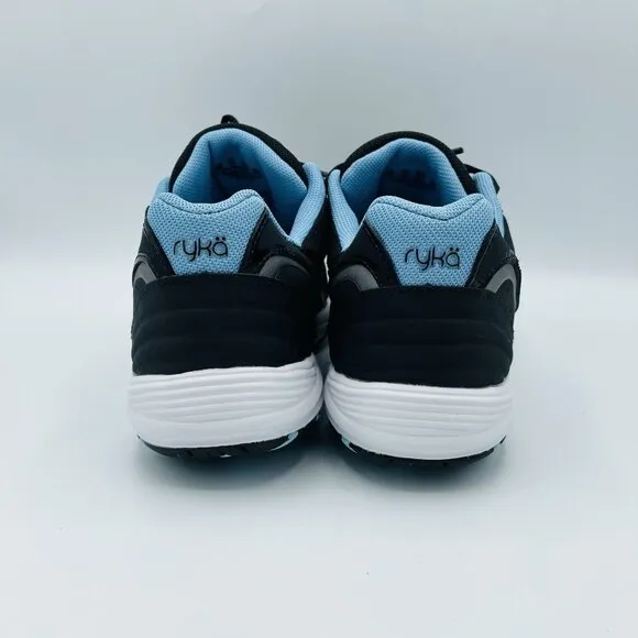 Ryka Shoes Womens Size 8 M Black Blue Leather Athletic Training Comfort Sneakers