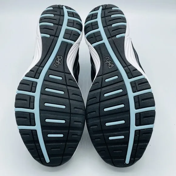 Ryka Shoes Womens Size 8 M Black Blue Leather Athletic Training Comfort Sneakers