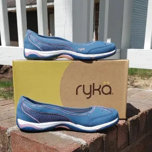 Ryka Tensille Chambray Blue Slip-On Shoes Size 8.5 (1162)