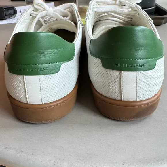 Saint Laurent White and Green Casual Sneakers