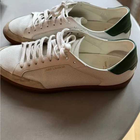 Saint Laurent White and Green Casual Sneakers