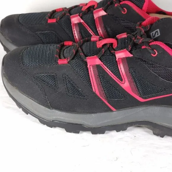 Salomon Women's Impala US 8 Black Barberry Low Top Lace-Up Hiking Shoes