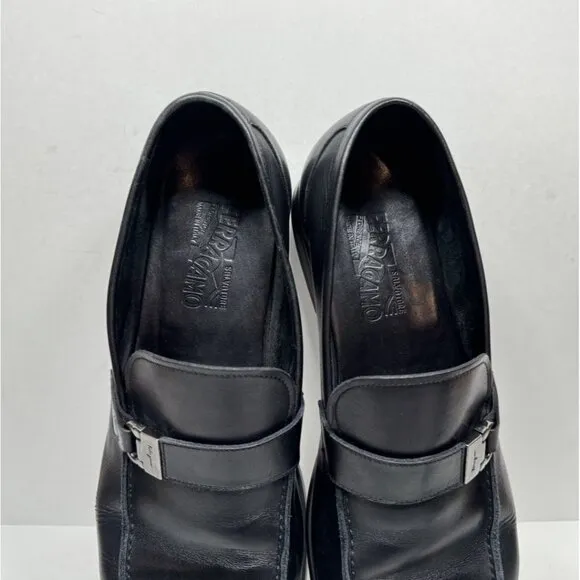 Salvatore Ferragamo Tazio Black Leather Loafers Men’s Size 13 D Shoes Slip On