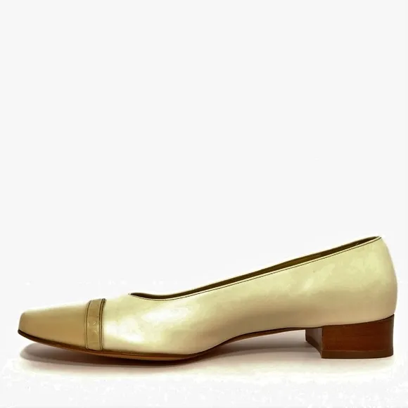Salvatore Ferragamo Vintage Luxury Cap Toe Flats Sz 8.5 Narrow