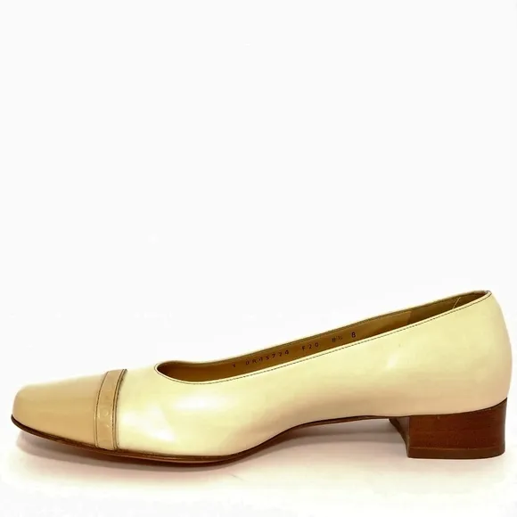 Salvatore Ferragamo Vintage Luxury Cap Toe Flats Sz 8.5 Narrow