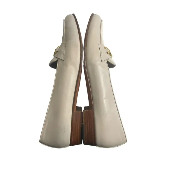 Salvatore Ferragamo Women’s Shoes 30213 Ivory Leather Slip-On Loafer US 9AA