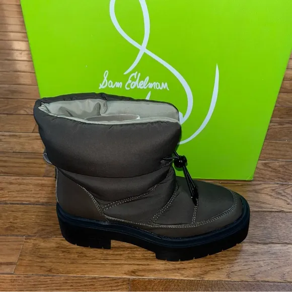 Sam Edelman Lakyn Nylon &amp; Leather Boots Women’s Size 5 Alpine Green Looks Brown