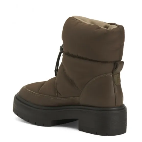 Sam Edelman Lakyn Nylon &amp; Leather Boots Women’s Size 5 Alpine Green Looks Brown
