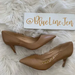 Sam Edelman Tan Leather Margie Pointy Toe Heels