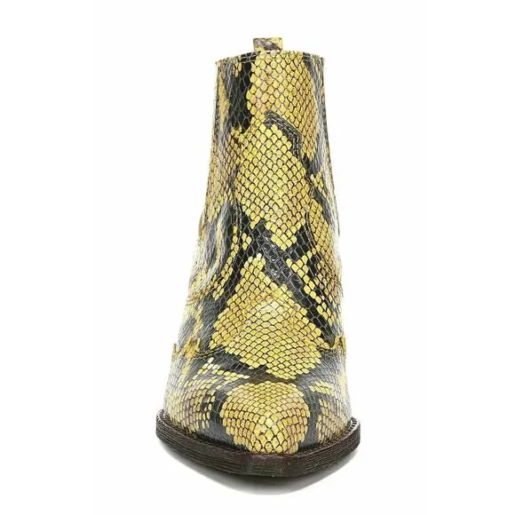 Sam Edelman Women Western Chelsea Boots Winona Size US 6.5M Yellow Snake Print