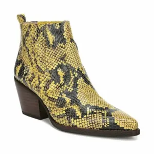 Sam Edelman Women Western Chelsea Boots Winona Size US 6.5M Yellow Snake Print