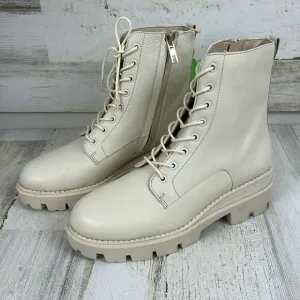 Sam Edelman womens sz 6.5M cream leather lace up chunky ankle boots