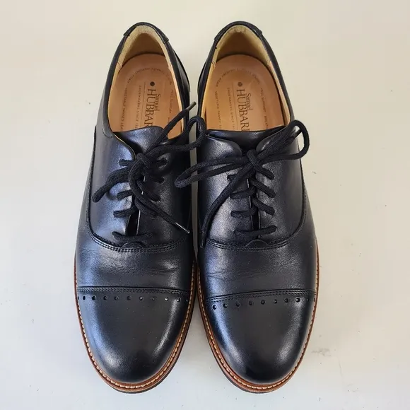 Samuel Hubbard Brogue Black Leather Oxford Cap Toe Shoes Size 9.5