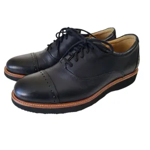 Samuel Hubbard Brogue Black Leather Oxford Cap Toe Shoes Size 9.5