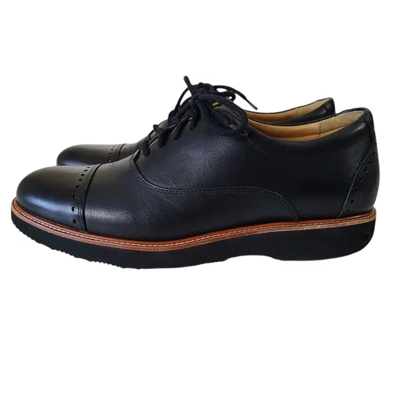 Samuel Hubbard Brogue Black Leather Oxford Cap Toe Shoes Size 9.5