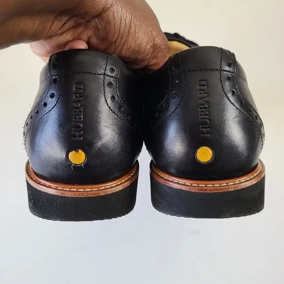 Samuel Hubbard Brogue Black Leather Oxford Cap Toe Shoes Size 9.5