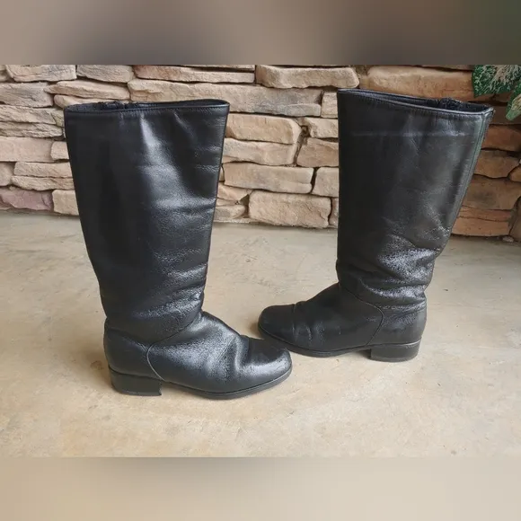 Santana Canada Black Leather Waterproof Knee Riding Boots