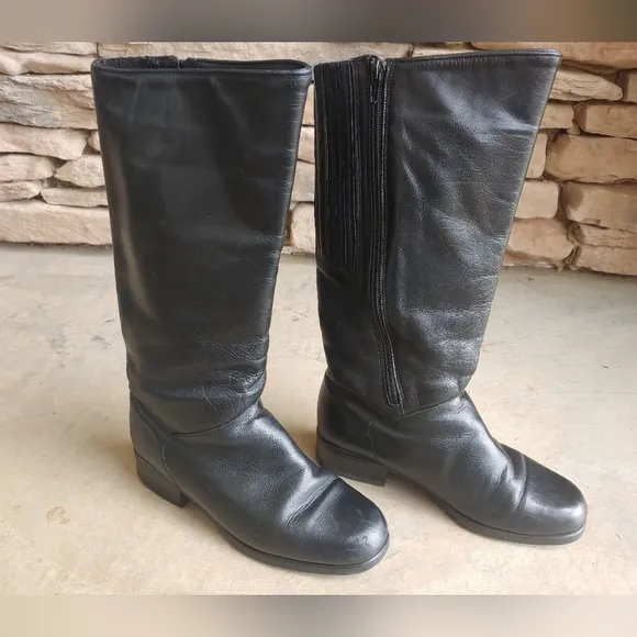 Santana Canada Black Leather Waterproof Knee Riding Boots