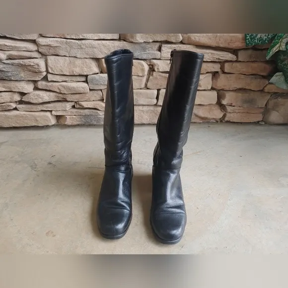 Santana Canada Black Leather Waterproof Knee Riding Boots