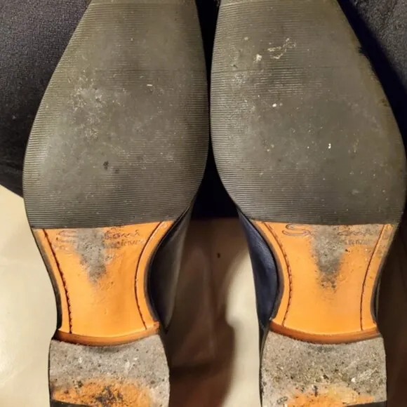 Santoni 8-5.M Black and Blue Oxford Cap Toe Mens Dress Shoes