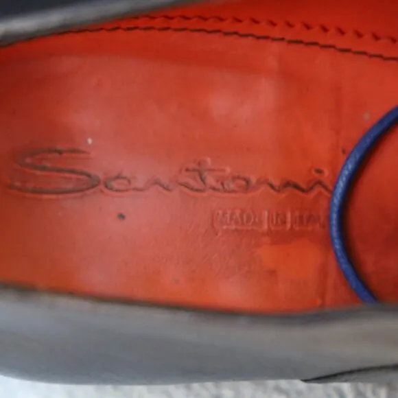 Santoni 8-5.M Black and Blue Oxford Cap Toe Mens Dress Shoes