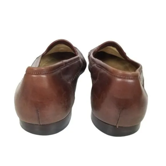 Santoni Mens 11.5 Brown Leather Tassel Slip Loafer