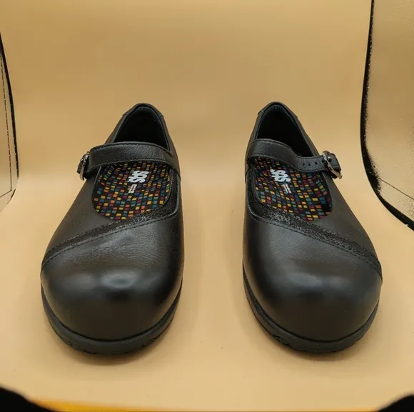 SAS 2500 Womens Black Leather Clare Non Slip Mary Jane Shoes Size 7.5 M