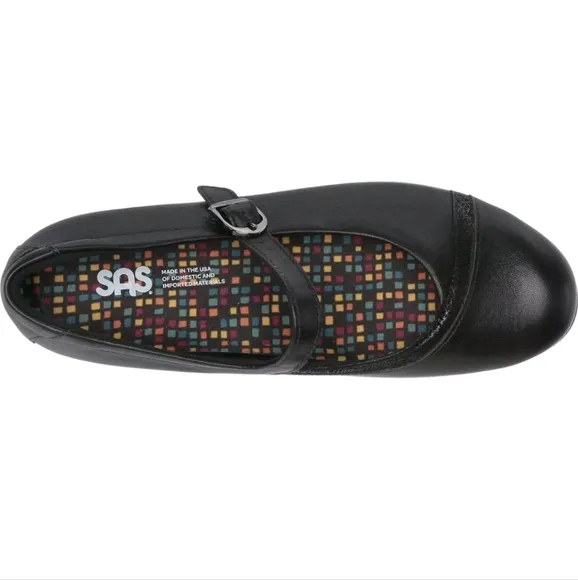 SAS 2500 Womens Black Leather Clare Non Slip Mary Jane Shoes Size 7.5 M