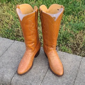 SAS Orange Cowboy Western Boots, Round Toe Size 10 C