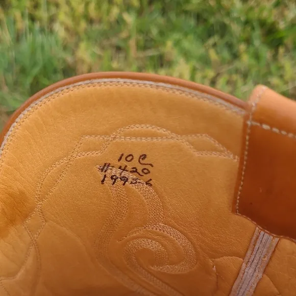 SAS Orange Cowboy Western Boots, Round Toe Size 10 C