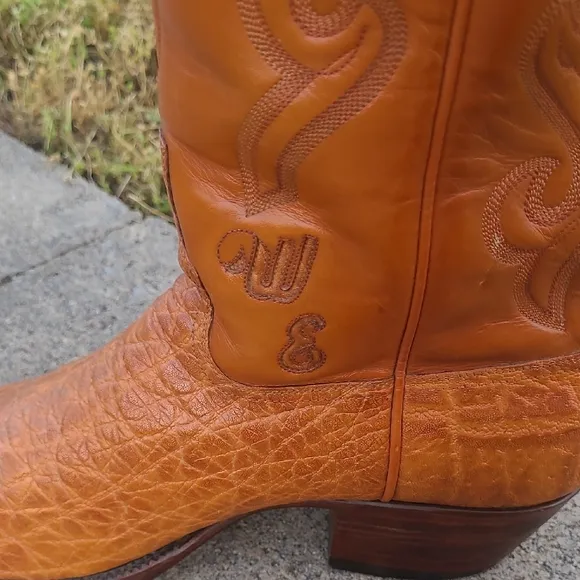 SAS Orange Cowboy Western Boots, Round Toe Size 10 C