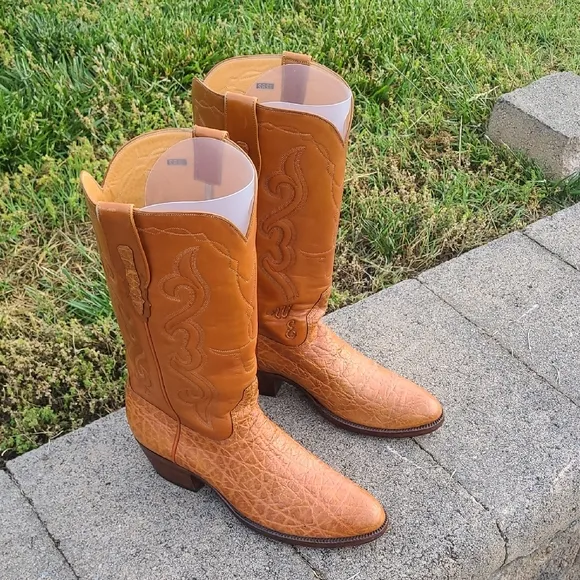 SAS Orange Cowboy Western Boots, Round Toe Size 10 C