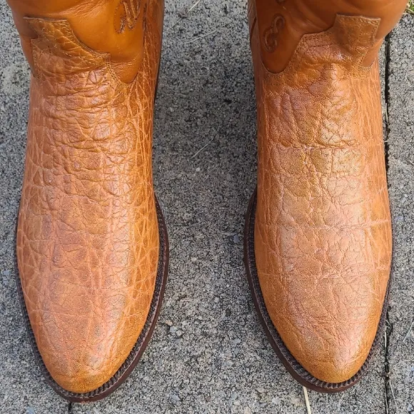SAS Orange Cowboy Western Boots, Round Toe Size 10 C