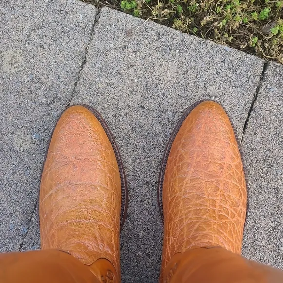 SAS Orange Cowboy Western Boots, Round Toe Size 10 C