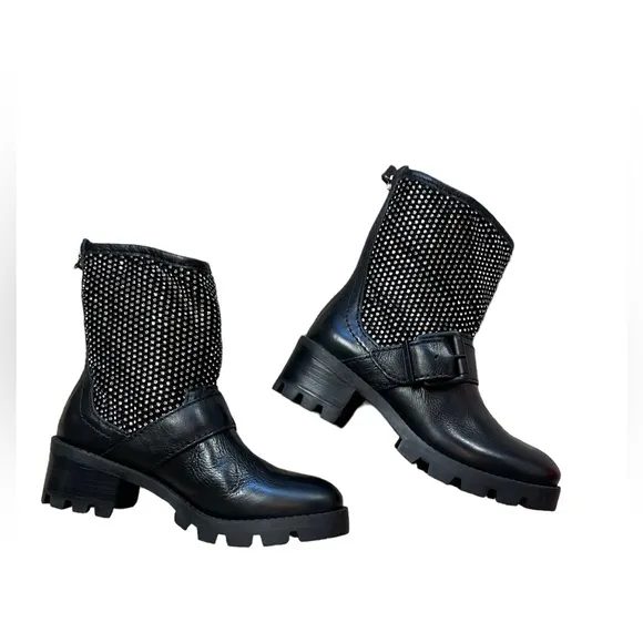 SCHUTZ GALENA STUDDED LEATHER MOTO BOOTS - BRAND NEW IN BOX!