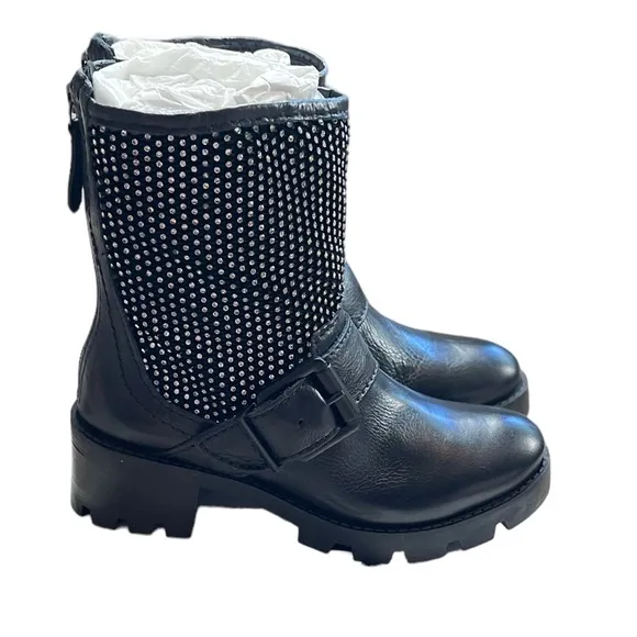 SCHUTZ GALENA STUDDED LEATHER MOTO BOOTS - BRAND NEW IN BOX!