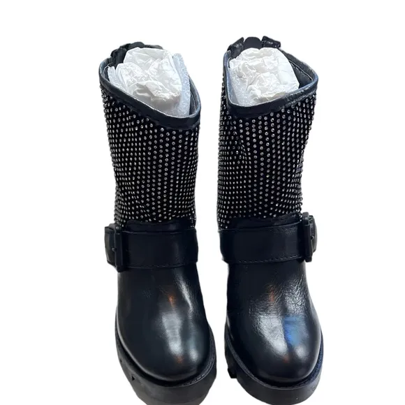 SCHUTZ GALENA STUDDED LEATHER MOTO BOOTS - BRAND NEW IN BOX!