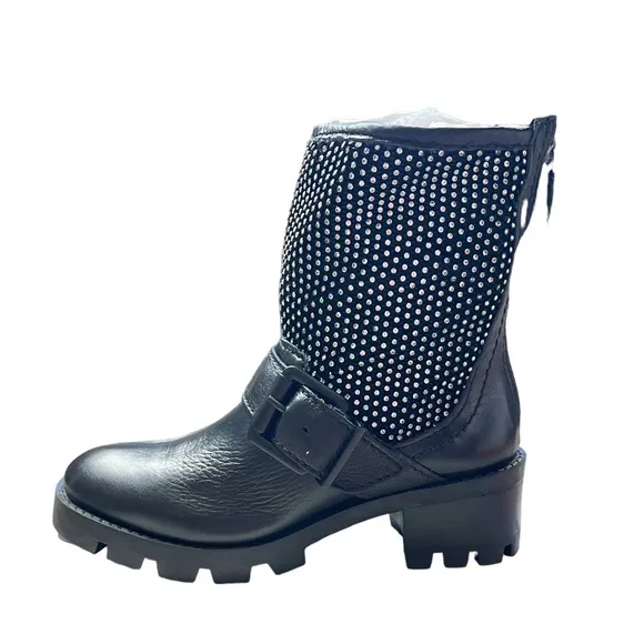 SCHUTZ GALENA STUDDED LEATHER MOTO BOOTS - BRAND NEW IN BOX!