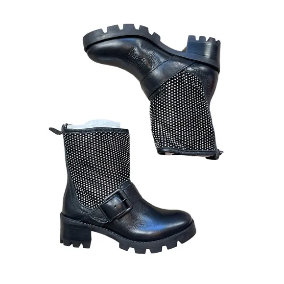 SCHUTZ GALENA STUDDED LEATHER MOTO BOOTS - BRAND NEW IN BOX!