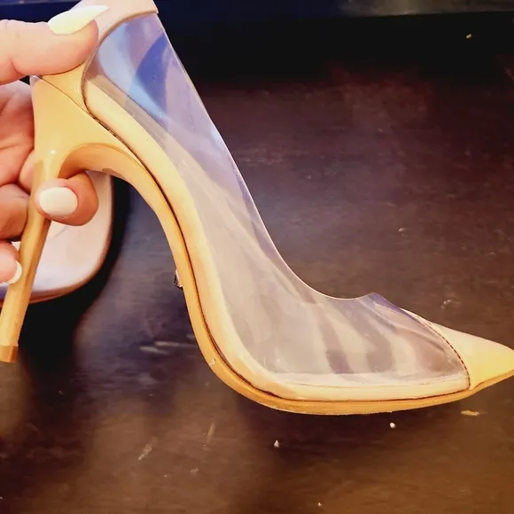 SCHUTZ nude transparent high heel pumps size 8.5 slip on shoes