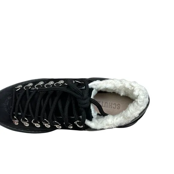 Schutz Womens Boots Lucille Suede Waterproof Faux‎ Shearling Lined Black Sz 7.5B