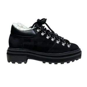 Schutz Womens Boots Lucille Suede Waterproof Faux‎ Shearling Lined Black Sz 7.5B
