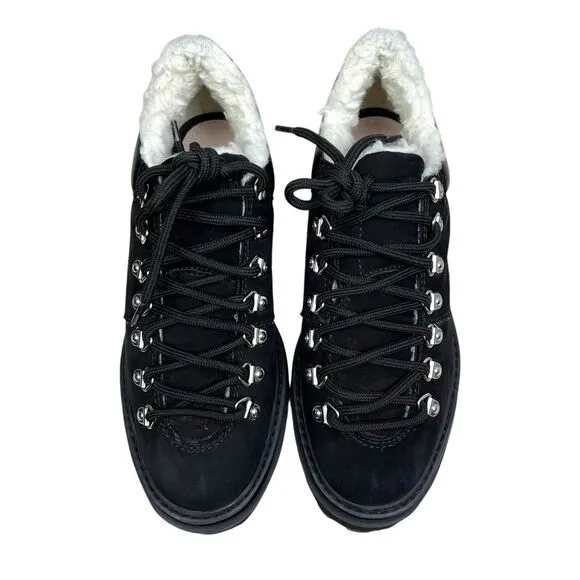 Schutz Womens Boots Lucille Suede Waterproof Faux‎ Shearling Lined Black Sz 7.5B