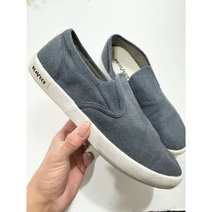 SeaVees Baja Classic Mens Size 9 Slate Navy Linen Canvas Slip On Sneaker Shoes