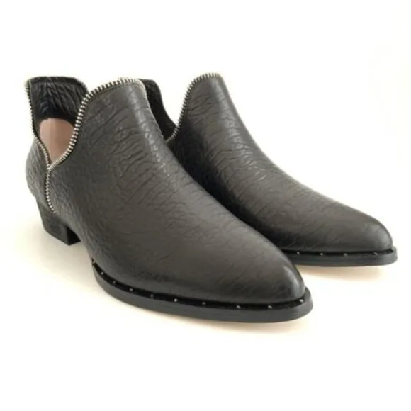 Senso Women Size 40 US 10M Black Bessie Leather Cut-out Point-toe Ankle Boots