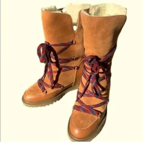 Shoe The Bear Fara Snow Suede Wedge Boot in Tan—BEAUTIFUL!!  New without Box!